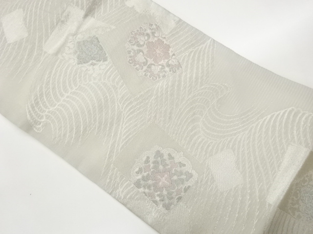 絽色紙に華紋模様織出し名古屋帯